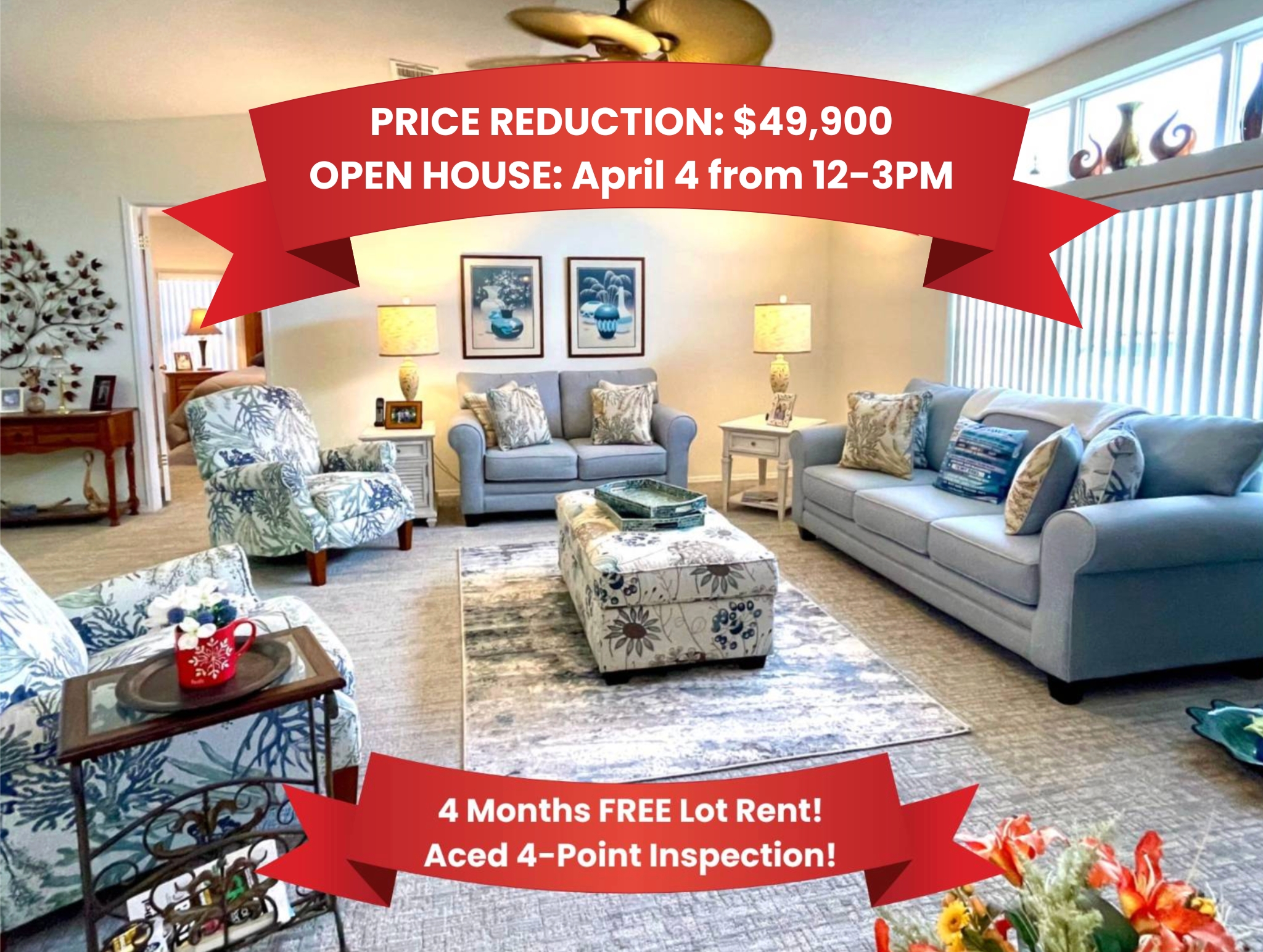 8604 26th Drive E, Palmetto, Florida 34221, 2 Bedrooms Bedrooms, ,2 BathroomsBathrooms,55-Plus Mobile Home,For Sale,26th Drive E,4280