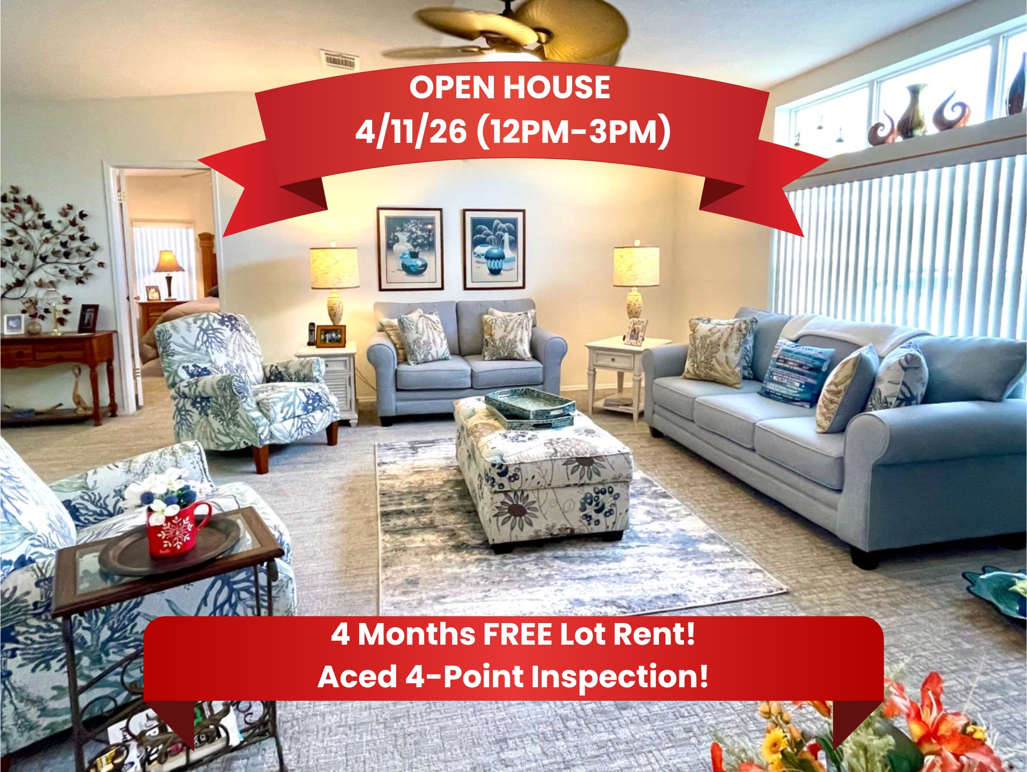 8604 26th Drive E, Palmetto, Florida 34221, 2 Bedrooms Bedrooms, ,2 BathroomsBathrooms,55-Plus Mobile Home,For Sale,26th Drive E,4280