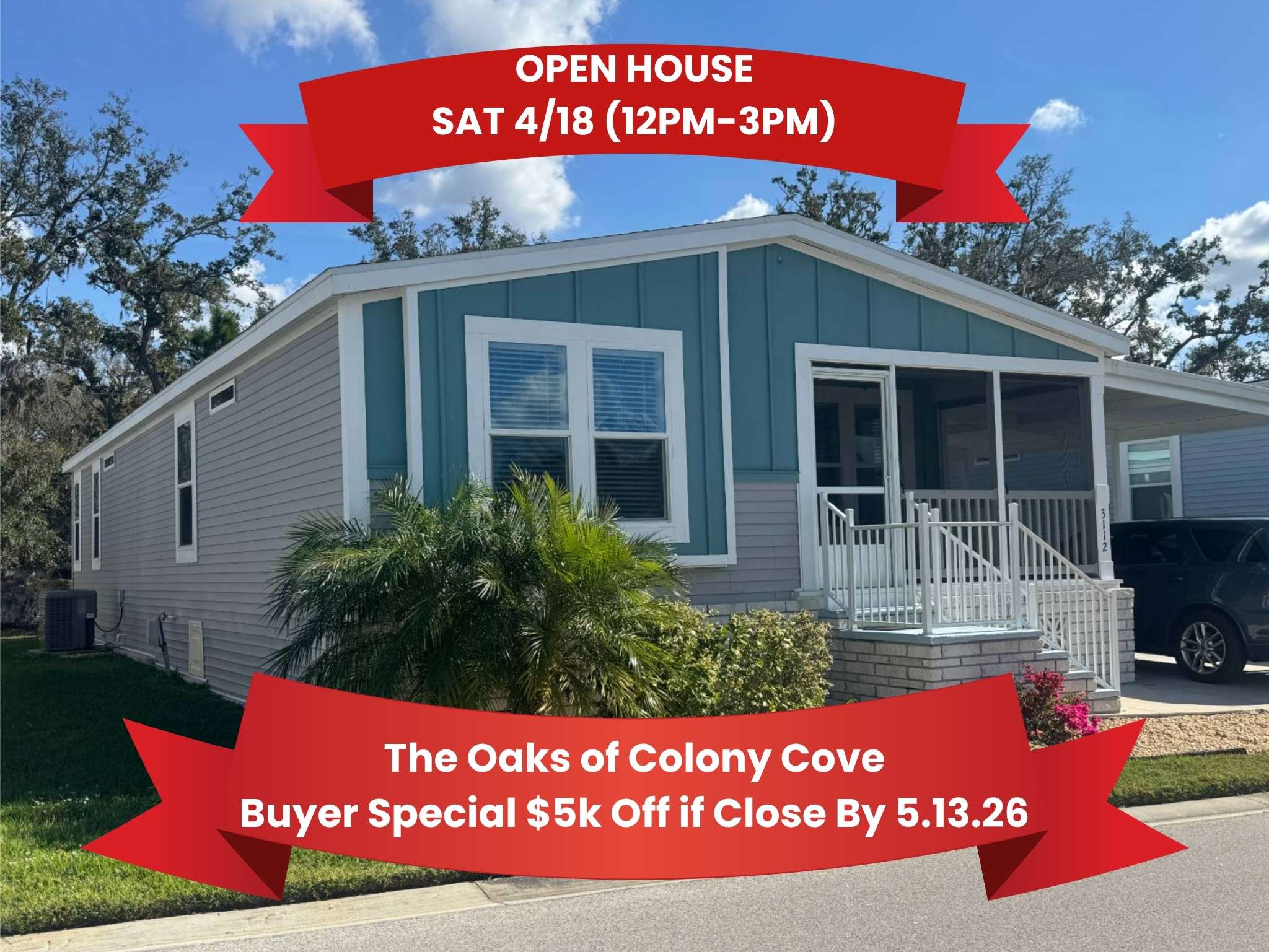 3112 Acorn Trail, Ellenton, Florida 34222, 3 Bedrooms Bedrooms, ,2 BathroomsBathrooms,55-Plus Mobile Home,For Sale,Acorn Trail,4581