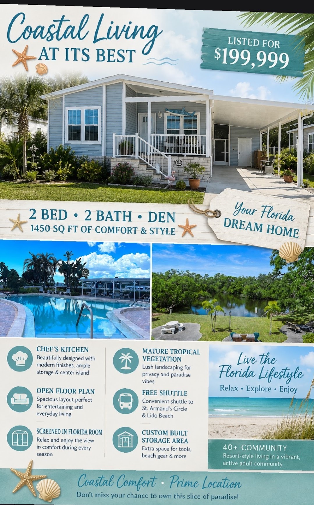 2072 Casita Dr, Sarasota, Florida 34234, 2 Bedrooms Bedrooms, ,2 BathroomsBathrooms,55-Plus Mobile Home,For Sale,Casita Dr,4886